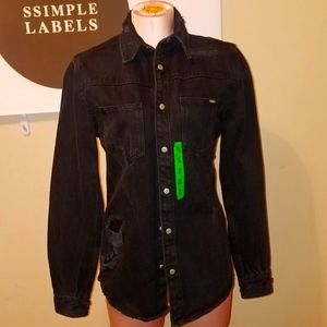 Denim distressed shirt